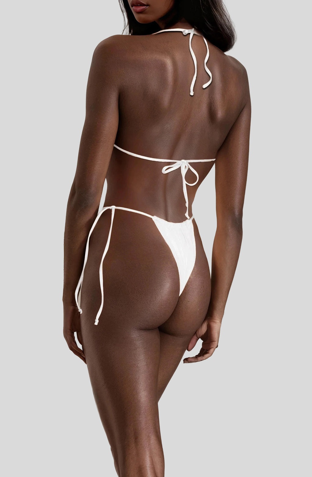 Tyra Bottom in White, back view, ÔNNE swimwear