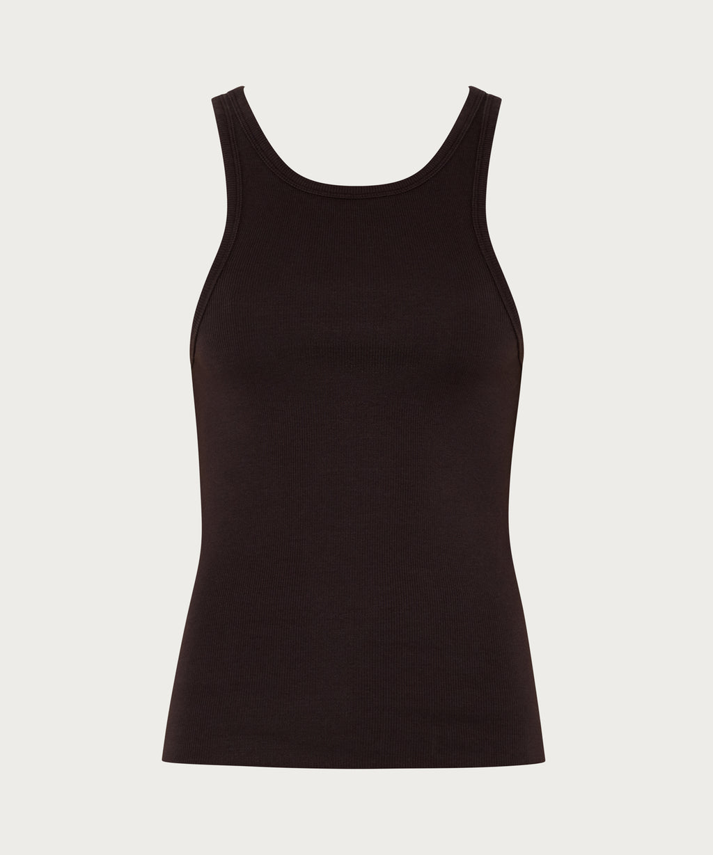 The Ribbed Fitted Tank Brown