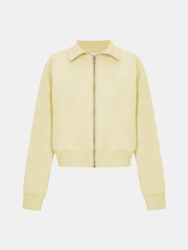 Alma Jacket in Creamy Yellow, silhouette, front, ÔNNE activewear