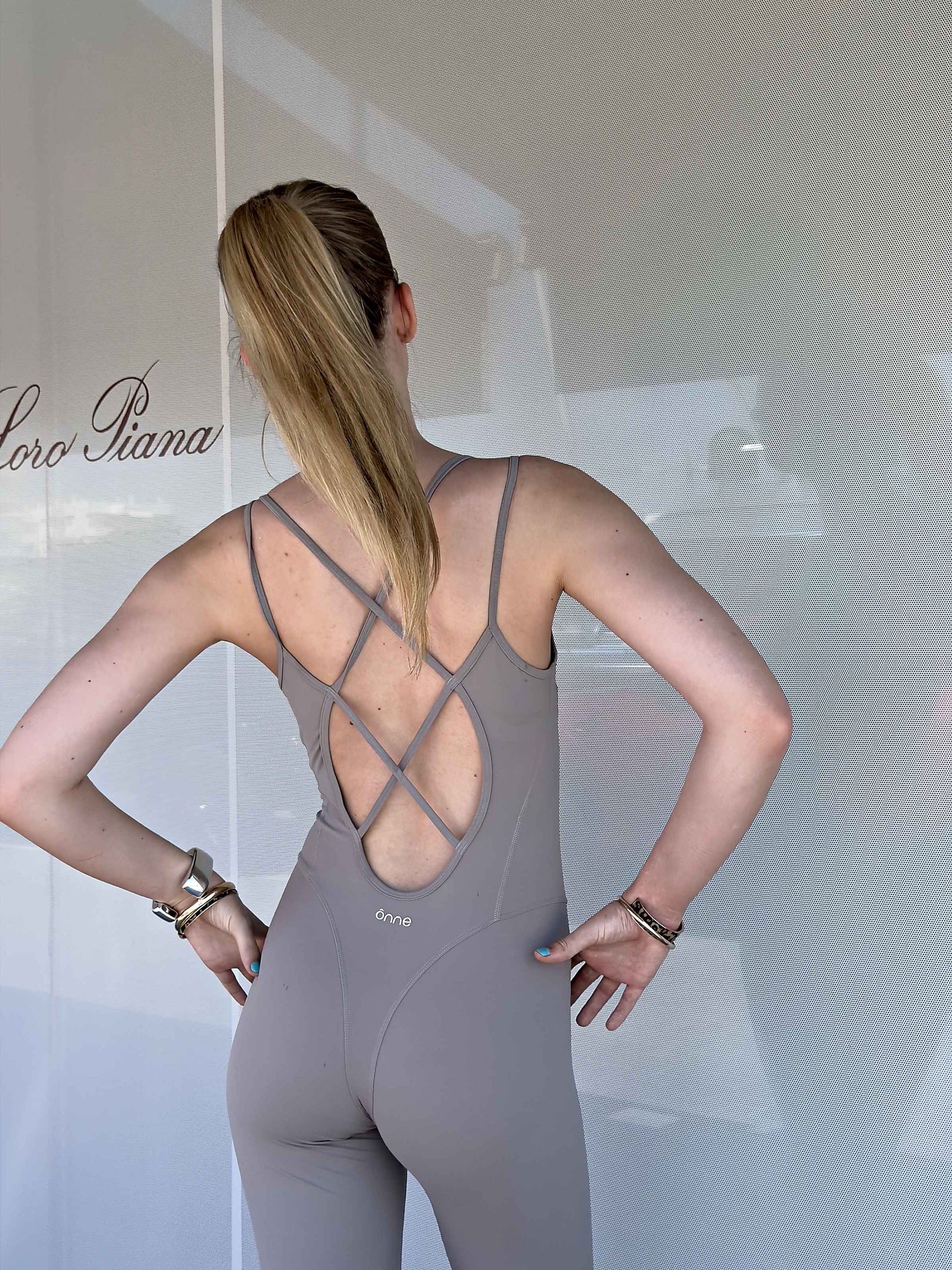 Sia Jumpsuit in Camel Grey, ÔNNE activewear
