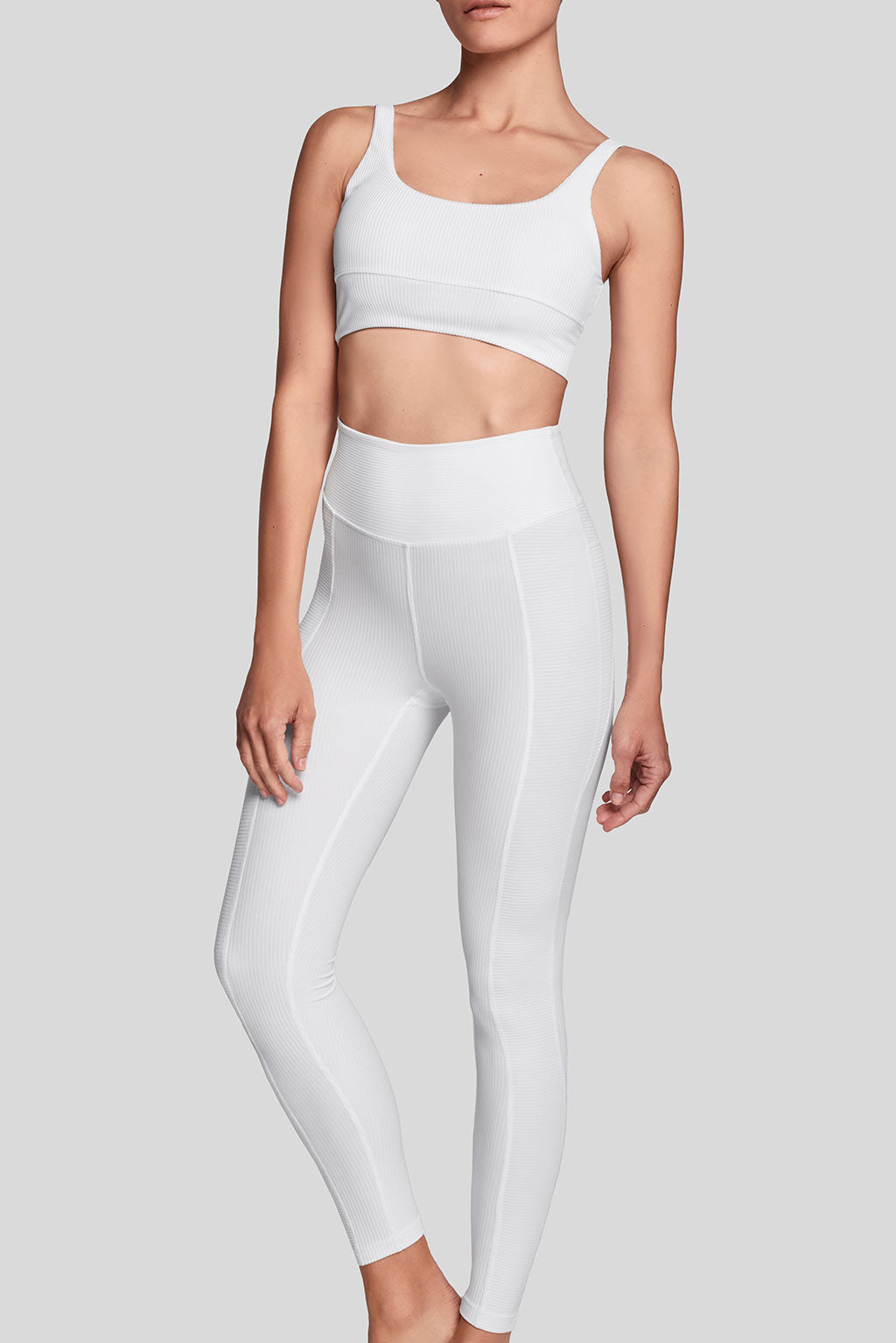 Zoe Leggings in White, front view, ÔNNE activewear