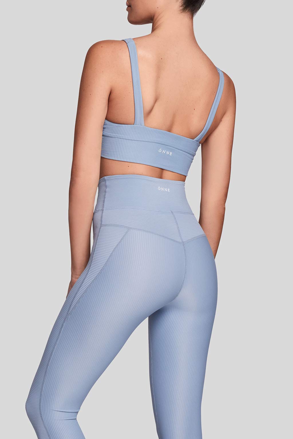 Mia Top in Grey Blue, back view, ÔNNE activewear